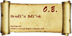 Orsós Bánk névjegykártya